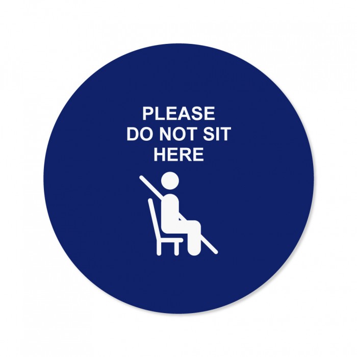 Covid-19 Chair Sticker Please do not sit here Dark Blue 26cm 3pcs